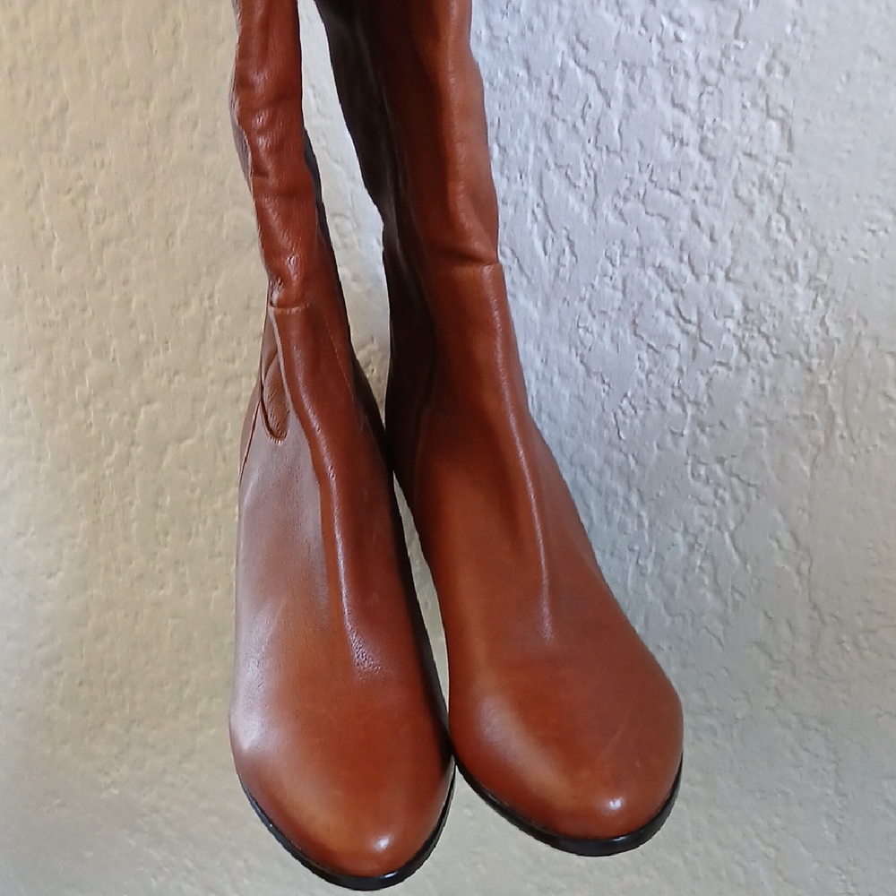 LK Bennett Rust Color Heeled Boots with Smooth Leather Finish